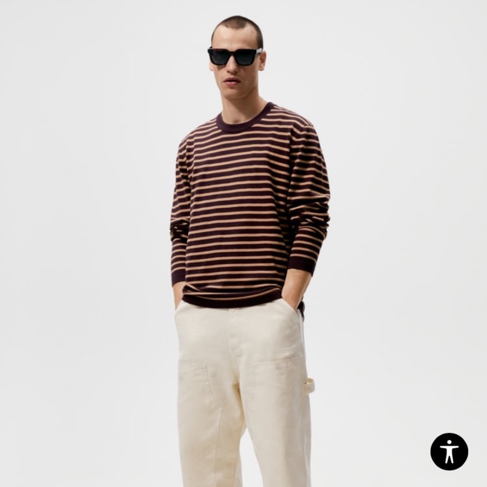 [Brand New] Zara Textured sweater / Mid camel color / Size S